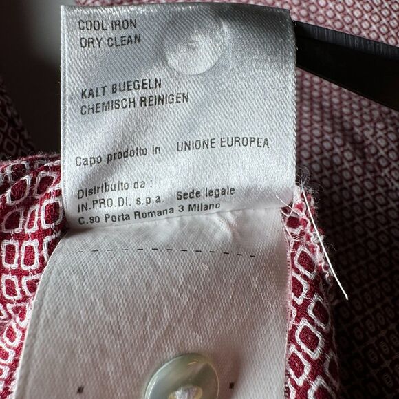 Vintage Ingram Italian Cotton Button Up Shirt Mens 48 Burgundy Geometric EU Made - Picture 12 of 16